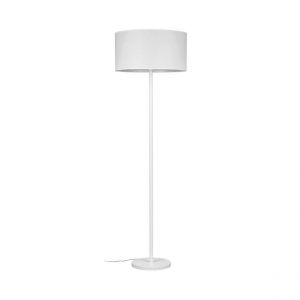 Amor Lampadaire Métal Blanc Câble PVC Transparent Abat-jour en Tissu Gris