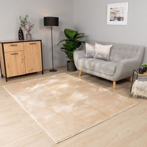 Paco Home - Tapis Salon Chambre Adulte Poils Ras Lavable En Machine Uni Moelleux 300x400 cm, Beige Fonc&eacute;