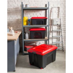 Coffres de rangement robustes Sundis avec couvercles 75L noir/rouge 3 pi&egrave;ces