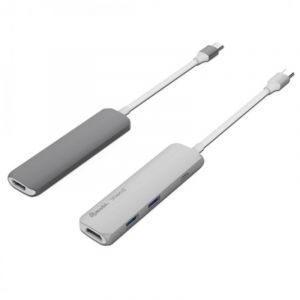 Silverht Mini-Hub 4 en 1 USB Type-C vers HDMI/USB 3.0/USB Type C Gris