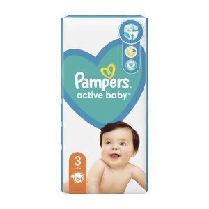 Pampers Active Baby Diapers Size 3 | 6-10 kg | 54 Pieces | White