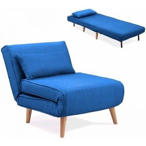 Mobilier Deco - maora - Fauteuil convertible en tissu bleu