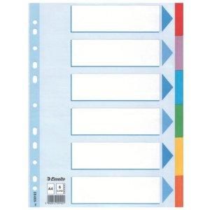 Image de Esselte Intercalaires en carton, uni, A4, 6 touches - Lot de 15