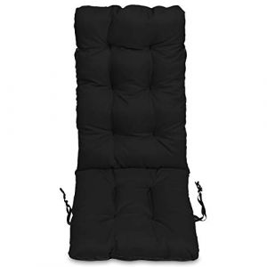 SuperKissen24 Coussin Dossier pour Chaise Longue, Siège, Banc de Jardin - 123x48 cm - Bain de Soleil - imperméable - Noir