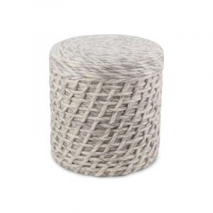 Décoration d'Autrefois Pouf en jute gris blanchi
