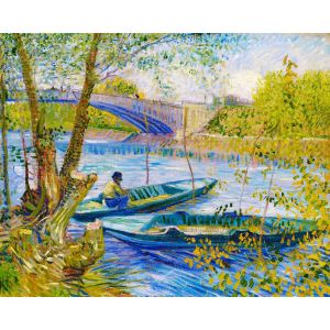 Figured'Art Peinture par Num&eacute;ro Adulte La p&ecirc;che au Printemps Pont de Clichy - Van Gogh - Activit&eacute; Manuelle Kit de Loisir Cr&eacute;atif DIY Num&eacute;ro d'Art Complet - 40x50cm sans ch&acirc;ssis en bois