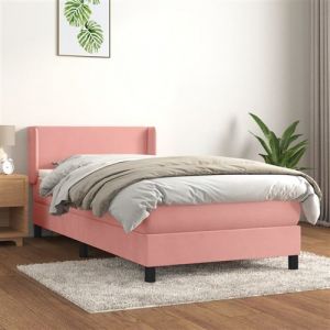 VidaXL Boxspring met matras fluweel roze 90x190 cm3130816
