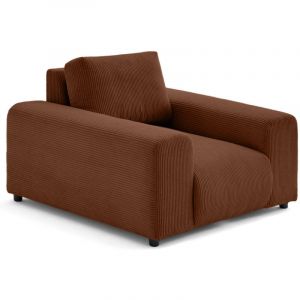 Garance - fauteuil en velours c&ocirc;tel&eacute; - Terracotta