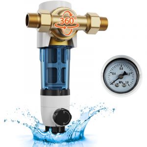 Vevor - Prefiltre a eau rotatif, 4 t/h debit eleve, filtre a sediments de 40 microns deeau de puits pour toute la maison, 19 mm g-m + 25,4 mm g-m,