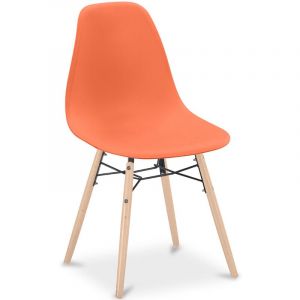 Privatefloor Chaise de Salle &agrave; Manger - Design Scandinave - Pieds en Bois - Sk&ouml;gur Orange
