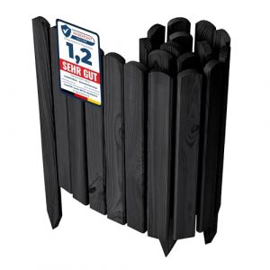 Garronda cl&ocirc;ture de Jardin en Bois Bordure Jardin Cloture Jardin Exterieur, Palissade Bordurette Longueur: 100 cm GD-0148 (Graphite, Hauteur : 40 cm)