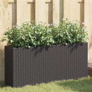VidaXL Jardini&egrave;res avec 2 pots 2 pcs noir 90x20x40 cm r&eacute;sine tress&eacute;e, jardini&egrave;re d'ext&eacute;rieur, bac &agrave; fleurs, bac &agrave; tomates, jardini&egrave;re de terrasse