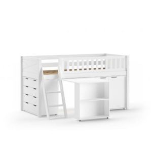 Vipack Furniture Lit Scott Bureau 2 Commodes Blanc