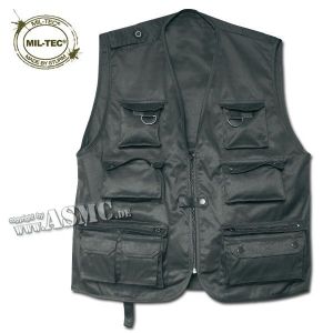 Mil-tec Gr. 4XL Chasse Gilet de p&ecirc;che avec Doublure de maille nero,4XL,Noir