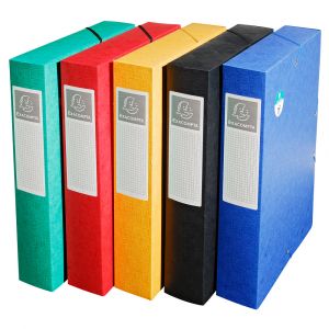 Exacompta 50913E - Bo&icirc;te &agrave; &eacute;lastique Exabox Scotten carte lustr&eacute;e grain&eacute;e - Dos de 60 - Coloris vert