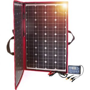 Image de DOKIO Panneau Solaire 100W 12V Monocristallin Pliable avec Inverseur Solaire