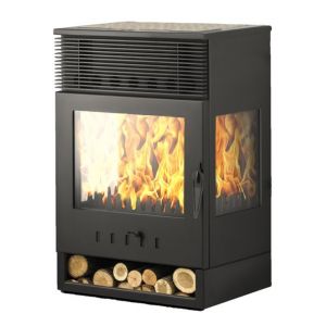 Eider Biomasa Poêle à bois - modèle TOKIO VENTILADA - 12,84 kW - jusqu'à 290 m³ - H.97 x l.61 x P.52. cm - Classe énergétique A