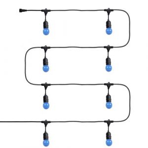 TechBrey Kit Guirlande Waterproof 5.5m Noire + 8 Ampoules LED E27 G45 3W de Couleurs Bleu