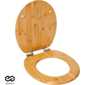 Infinity Goods Bamboo Toilet Seat Terry - Toilet Seat With Lid - Soft Close - Stainless Steel Hinges - Includes Fixing hardware