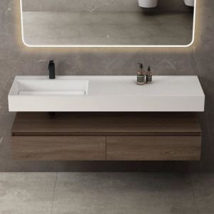 Mai&mai - Meuble de Salle de Bain Marron Ensemble de 2 Pièces Meuble avec Lavabo 150cm Meuble avec 2 Grands Tiroirs
