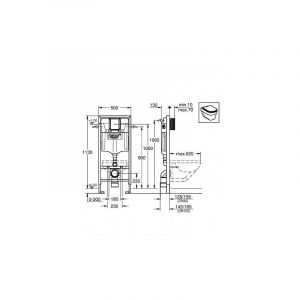 Grohe Idevit Pack WC Rapid SL + cuvette Havana sans bride + plaque Skate Cosmopolitan chrome