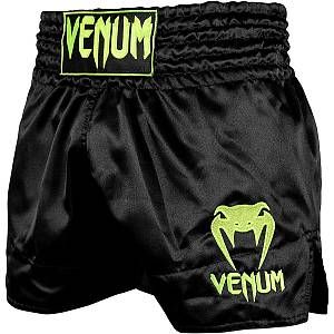 Image de Venum Classic Short de Muay Thai Mixte Adulte, Noir/Jaune Fluo, FR