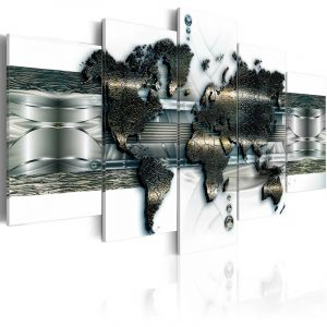 Artgeist Tableau - Metal World Map - 200x100