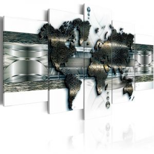 Image de Artgeist Tableau - Metal World Map - 200x100