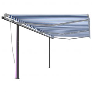 VidaXL Auvent Automatique R¿¿Tractable Avec Poteaux 6x3 M Bleu Et Blanc