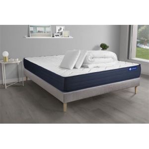 Pack pr&ecirc;t &agrave; dormir matelas ACTIMEMO LIFE 180x200 M&eacute;moire de forme 5zones de confort + sommier KIT gris + 2oreillers +couette