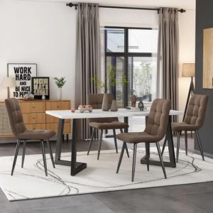 Ensemble(Table De Salle &Agrave; Manger 117x68cm Avec 4 Chaises),Table De Salle &Agrave; Manger Rectangulaire, Chaises De Salle &Agrave; Manger Marron