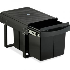 Relaxdays Poubelle encastrable pour la Cuisine, 3 bacs, 15 litres et 8 litres, HLP : 34,6 x 34 x 51,8 cm, Noire
