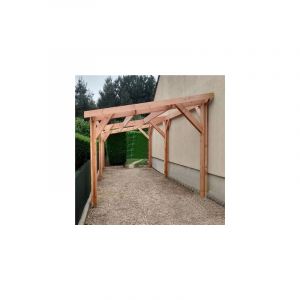 Cpbf - Abri Une Pente, 400cmx550cm, Bois douglas Français, Carport, Auvent, Abri voiture