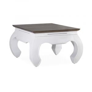 Décoration d'Autrefois Table basse en bois marron et blanc L 60 cm