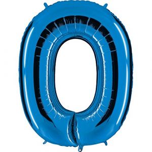 Ballon Nombre en bleu XXL Nombre géant 100cm pour anniversaire anniversaire & Co NEUF fête cadeau décoration Ballon feuille ballon à gonfler Joyeux Anniversaire Nombre 0, 100cm