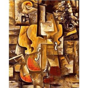 Figured'Art Peinture par Num&eacute;ro Adulte Picasso Violon et Raisins - Activit&eacute; Manuelle Kit de Loisir Cr&eacute;atif DIY Num&eacute;ro d'Art Complet - 40x50cm sans ch&acirc;ssis en bois