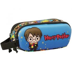 Safta Harry Potter Trousse Double 3D pour Enfants d'âge Scolaire, Confortable et Polyvalente, qualité et résistance, 21 x 6 x 8 cm, Bleu/Multicolore, Bleu/Multicolore, Estándar, Décontracté