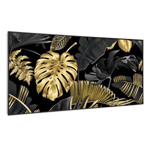 Image de Klarstein Chauffage infrarouge Wonderwall Air Art Smart - Connecté - Motif: feuille noir cadre noir - 120x 60cm - 700W