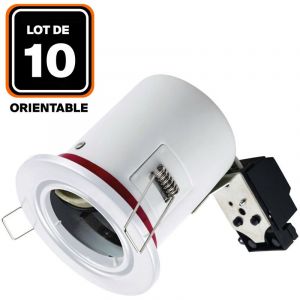 Image de Europalamp Lot de 10 Supports Spot BBC Orientable Blanc IP20 avec Douille GU10