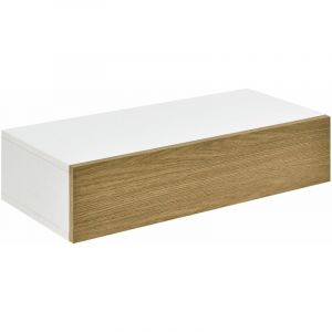 Étagère murale meuble de rangement avec comptoir 50 cm blanc beige 03_0001715