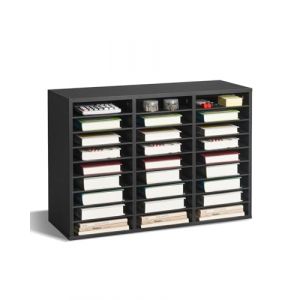 VEVOR Organiseur de littérature à 27 compartiments, boîte aux lettres de bureau en bois, panneau de particules, avec étagères amovibles, trieur de fichiers pour dossiers, documents, papiers, noir