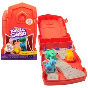 Spin Master Kinetic Sand Sable Magique - Ma Première Ferme 340 G + 6 Accessoires - Mallette Grange - Sculptez à l'Infini ce Sable Coloré comme de la Pâte à Modeler - Jouet Sensoriel - Jouet Enfant 3 Ans Et +