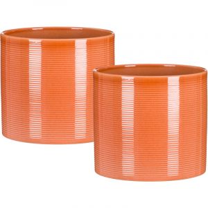 Scheurich Pot &agrave; fleurs set de 2 en c&eacute;ramique, coloris: papaye, 16 cm de diam&egrave;tre, 15 cm de hauteur, 2,6 l vol.