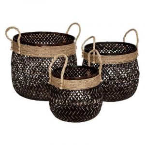 Lot de 3 Paniers de Rangement &quot;Corde&quot; 37cm Marron Prix