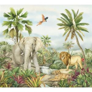 AG ART Papier peint animaux de la jungle couleur 300 x 270 cm