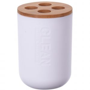 Image de Wadiga Tasse &agrave; brosse &agrave; dents avec couvercle en bambou