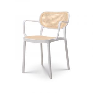 Kosmi Chaise de salle à manger blanche style vintage avec accoudoirs