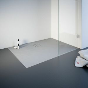 Schulte-ufer Receveur de douche de plain-pied 90 x 120 cm en résine minérale, rectangulaire, effet pierre gris