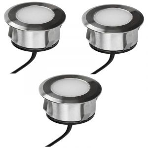 Lot 3 spots extérieur encastrables 3.8W, 3000K, 3x25lm, Ø69, Inox - PATIO