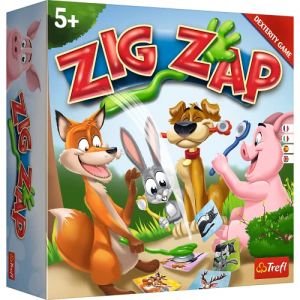 Trefl Zig Zap-Jeu d'arcade Dymanic, Cartes d'animaux, Jeu de société Familial, Oreilles d'animaux et Paquets de Cartes à Attraper, pour Adultes et Enfants de Plus de 5 Ans